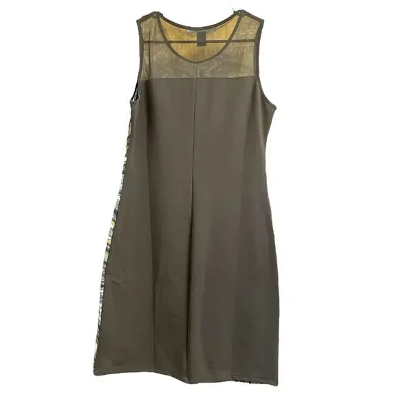 Desigual Mocha Brown Geo-Floral Print Sleeveless Dress Large -  threedaughtersproperties.com